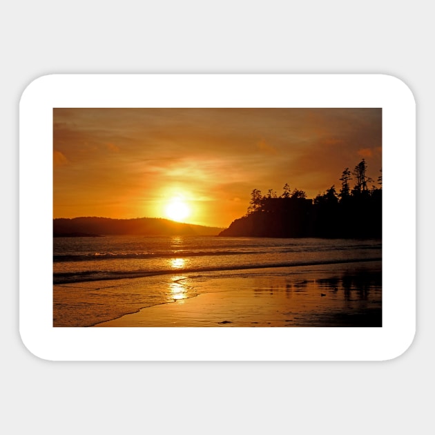 Sunset Long Beach Tofino Vancouver Island Canada Sticker by AndyEvansPhotos